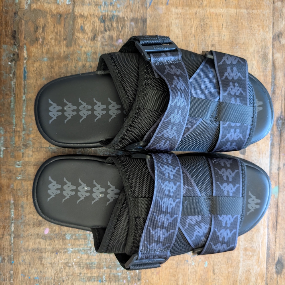 Kappa Black Logo Slide Sandals M9/W10.5
